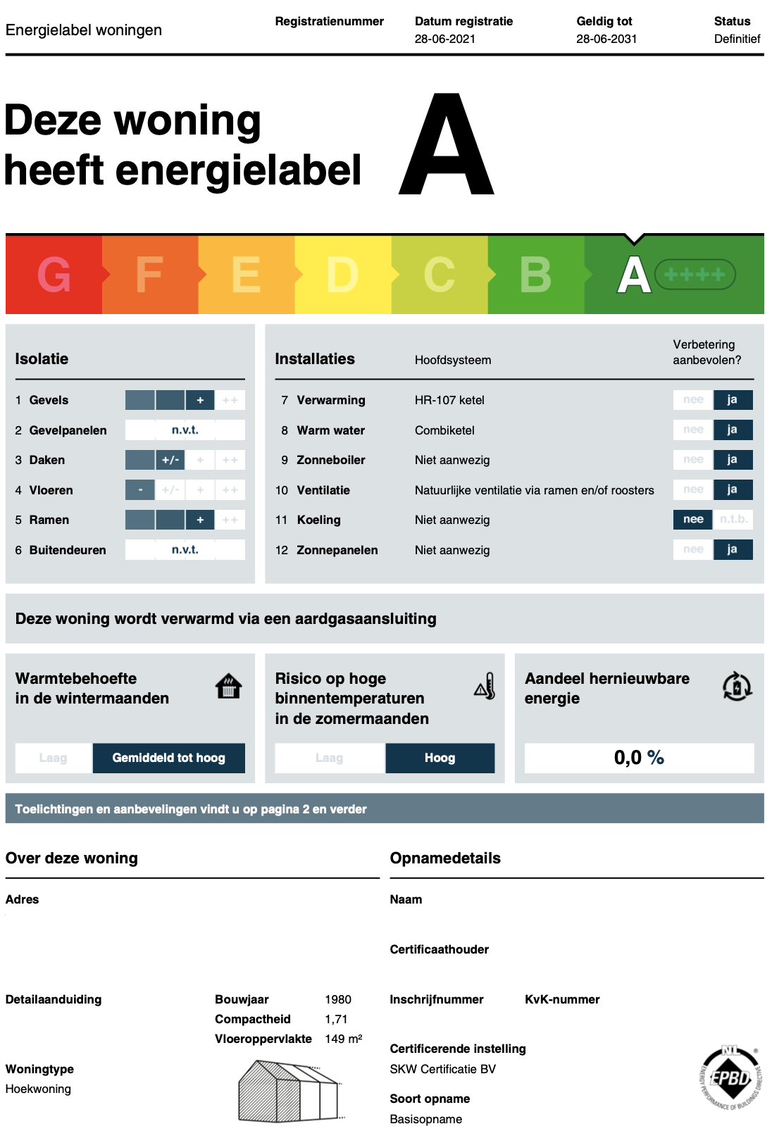Energielabel NTA8800
